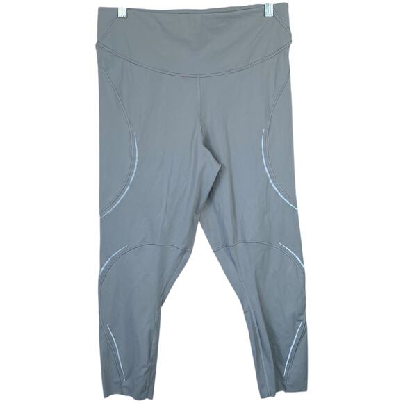 LULULEMON Base Pace High-Rise Reflective Crop 23" Gull Grey Size 12 Athletic Run - Picture 2 of 9